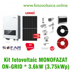 Kit fotovoltaic monofazat ON-GRID 3.75kWp (SOFAR SOLAR, LONGi, K2 Systems)